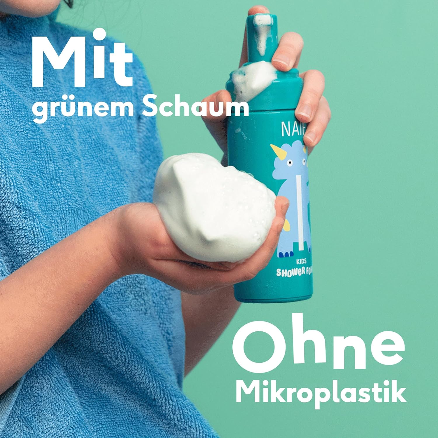 Detalle de Naïf Bunter Duschschaum für Kinder – Farbenfroher Duschspaß, 150 ml