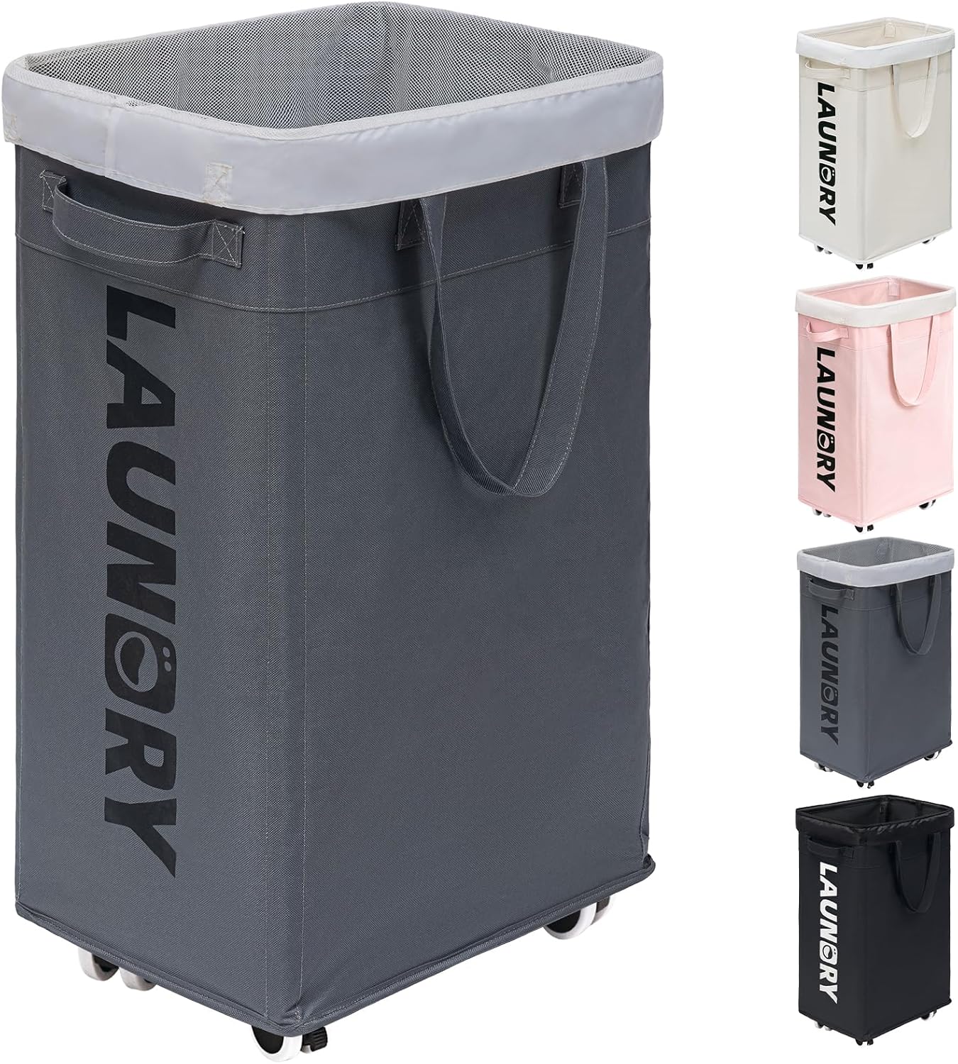 Detalle de Goodpick canvas03ca-wheel75L-greyGoodpick 75 L Rolling Laundry Hamper