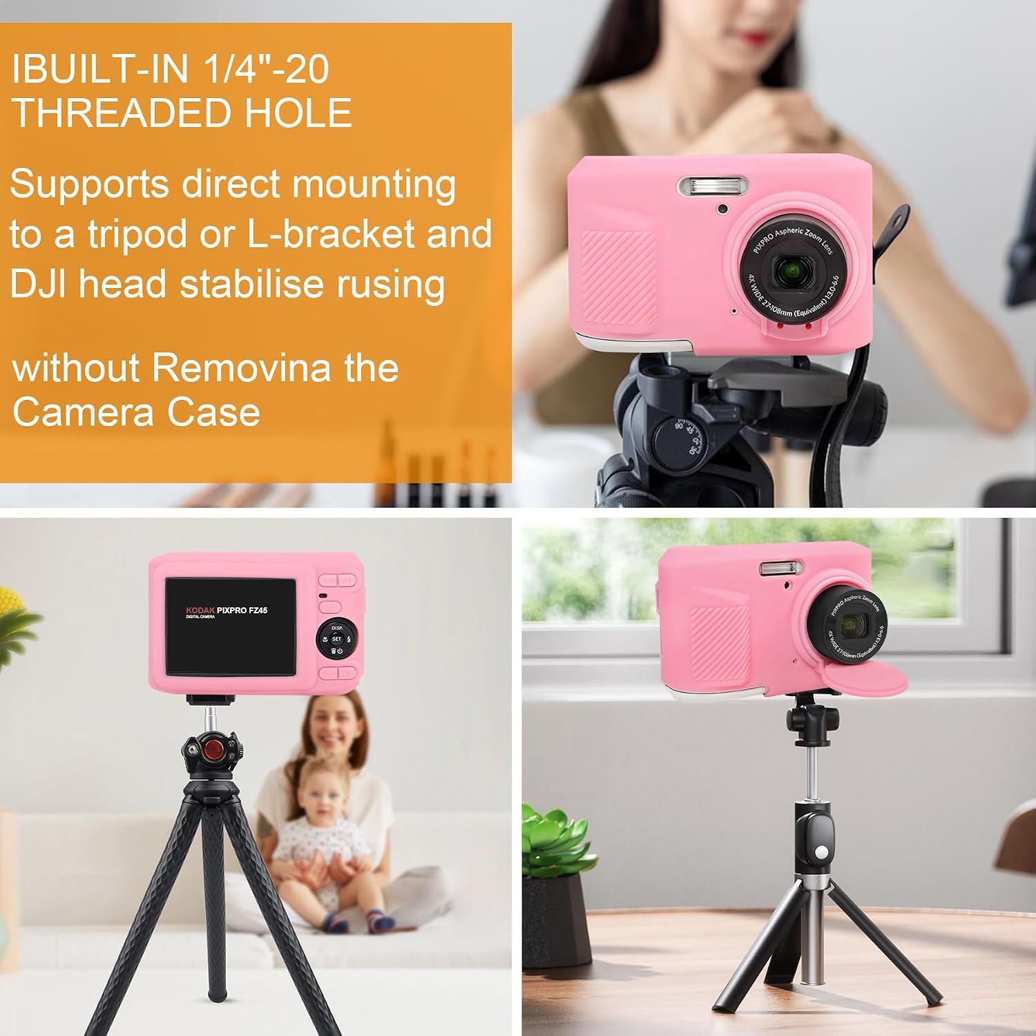 Thumbnail 6 de Elonbo Silicone Case for Kodak PIXPRO FZ45 (Pink) – 1:1 Fit