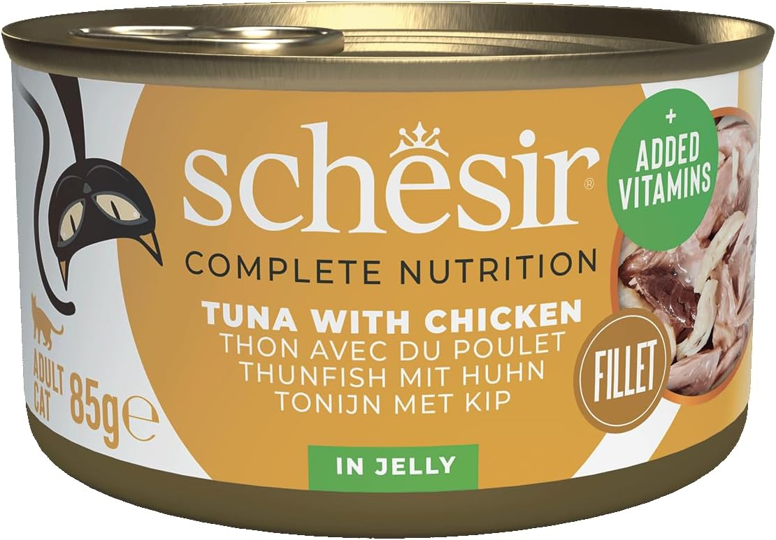 Detalle de Schesir Thon avec Poulet en Gelée – Nourriture humide pour chats, conserve, 12 x 85 g
