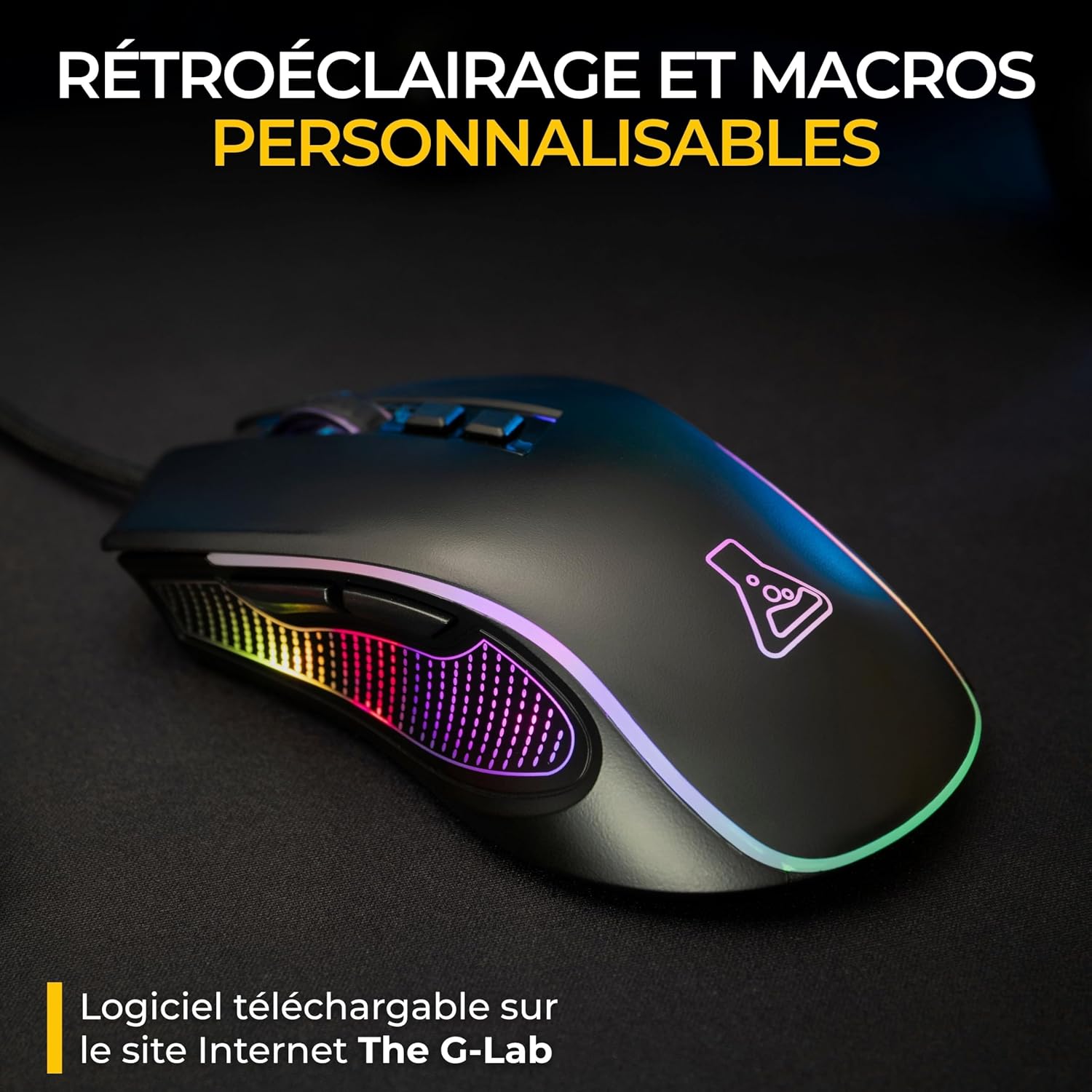 Thumbnail 3 de The G-Lab Kult Thorium – Souris gamer filaire USB 12 800 DPI, 1000 Hz, 7 boutons et RGB