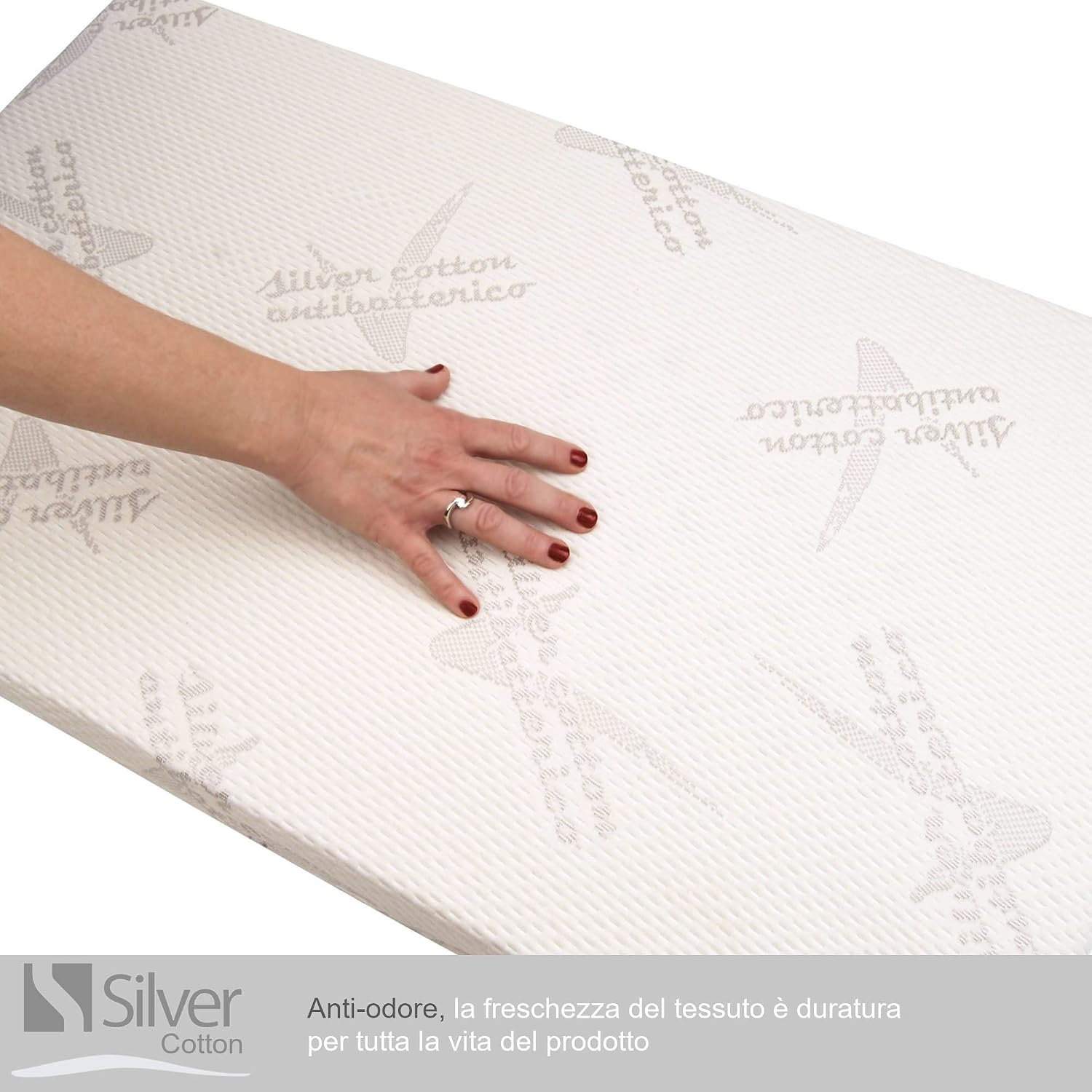 Detalle de Babysanity Materasso Next To Me Sfoderabile Antisoffoco con Silver AG+ EN16890:2017