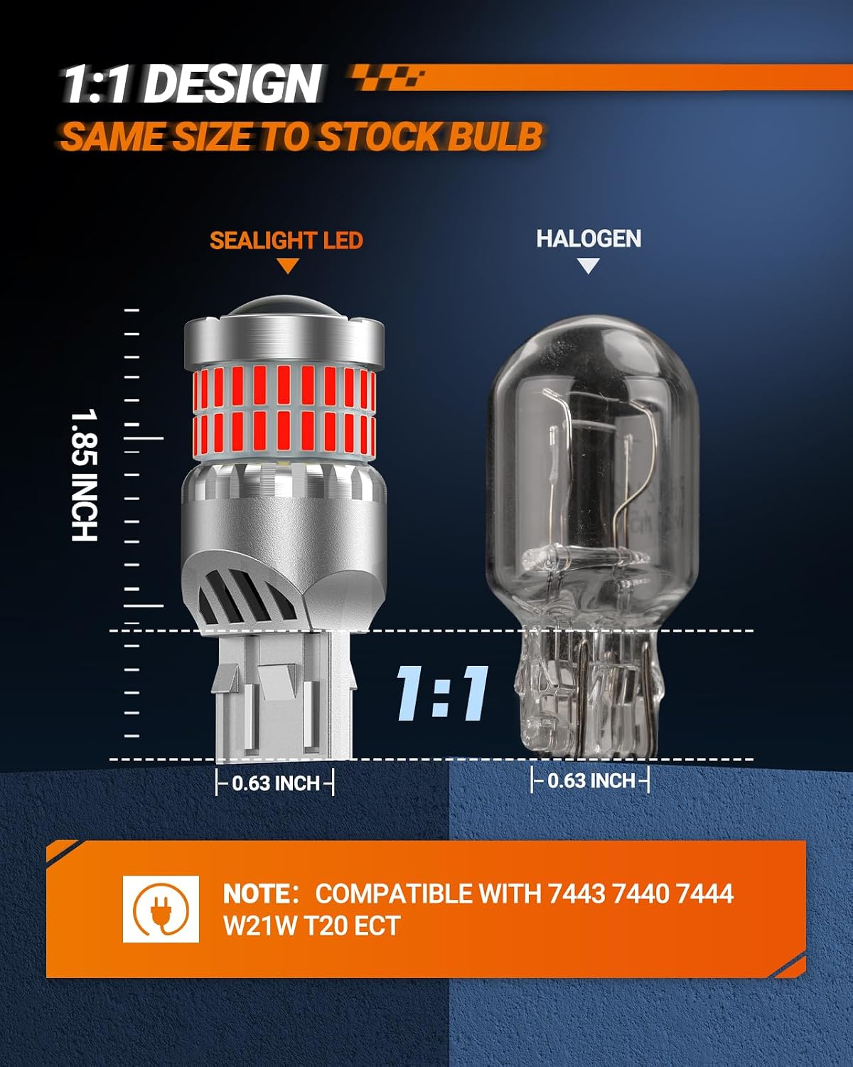Detalle 2 de SEALIGHT LED brake light bulbs 7443