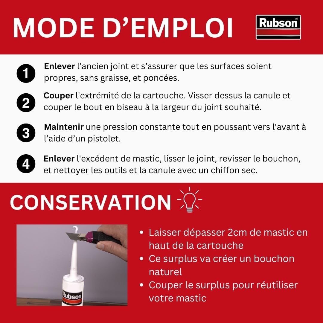 Thumbnail 2 de Rubson Mastic FT 101 Joint Fissure & Colle – cartouche 280 ml, multimatériaux et étanche