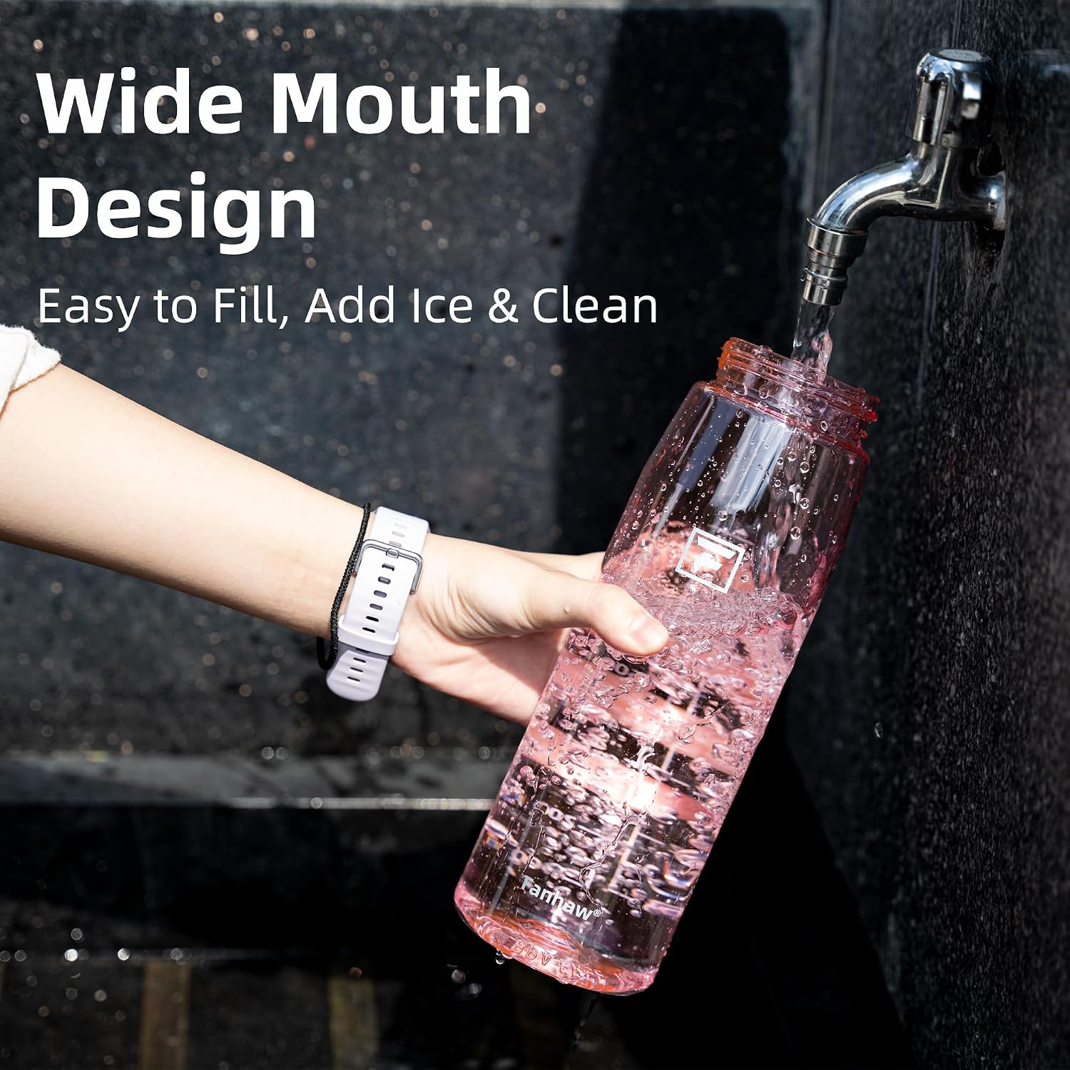 Detalle de Fanhaw 32 oz Water Bottle, Cherry Blossom Tritan with Chug Lid