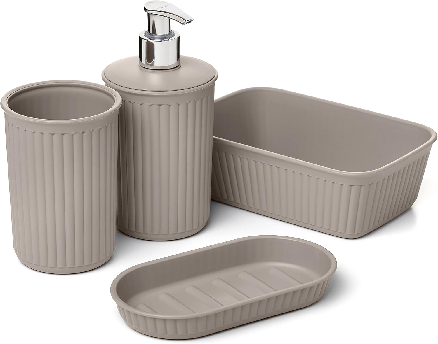 Detalle de Set di accessori da bagno Tatay Collezione Baobab (da tavolo) in polipropilene, taupe