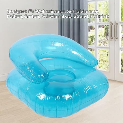 Detalle de Riuulity Transparenter Aufblasbarer Sessel – Ergonomischer PVC-Sessel für Innen & Außen, Blau