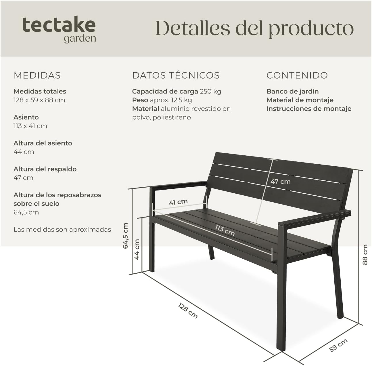 Thumbnail 2 de tectake Banco de Jardín para 2 Personas