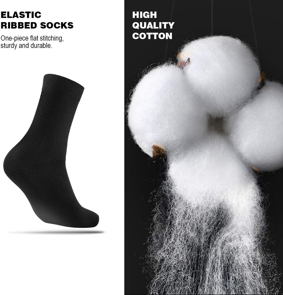 Detalle 2 de EIISSION Sportsocken Unisex (6 Paar) mit Baumwolle, warm & antibakteriell – Größen 35-38, 39-42, 43-46, schwarz