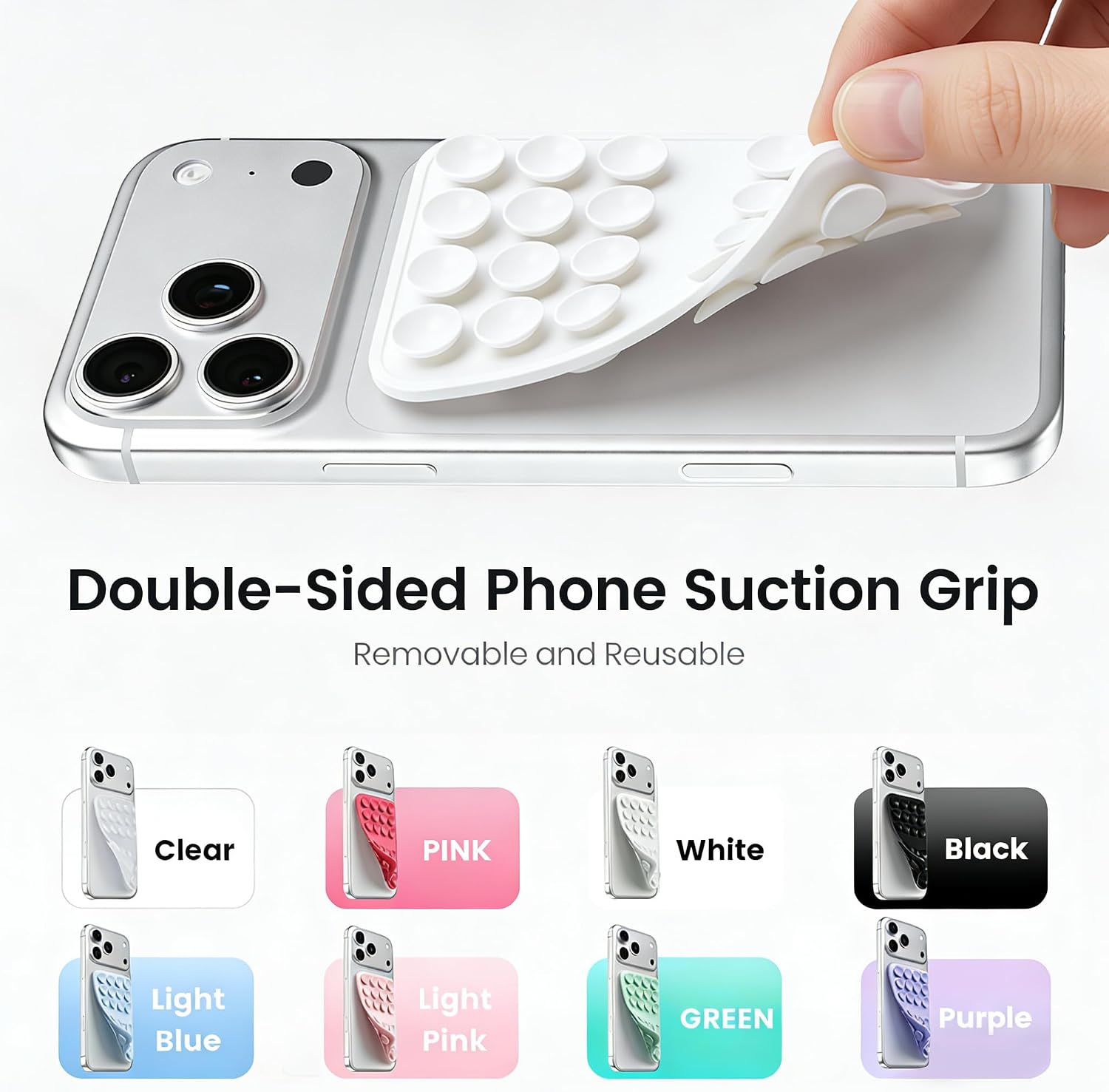 Detalle de Mnyatr Double-sided Suction Cups-6 Silicone Phone Mount, White