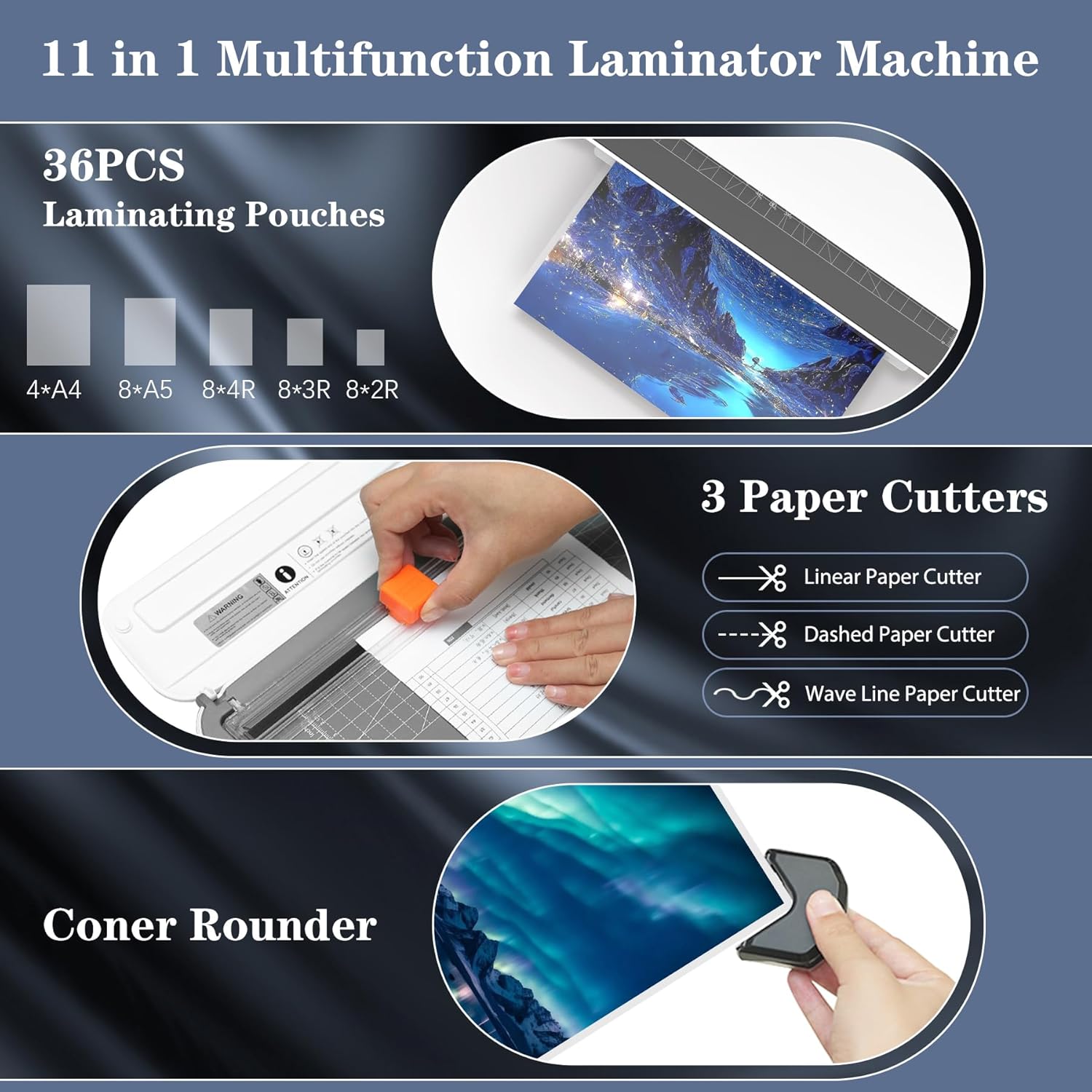 Thumbnail 1 de OidoZac A4 Laminator Machine, 11 in 1 Thermal Laminator with 36 Laminating Pouches, Cold Hot Lamination Machine 3 Cutter Heads & Built-in Trimmer for School Home Business Office(White)
OidoZac A4 Laminator Machine, 11 in 1 Thermal…