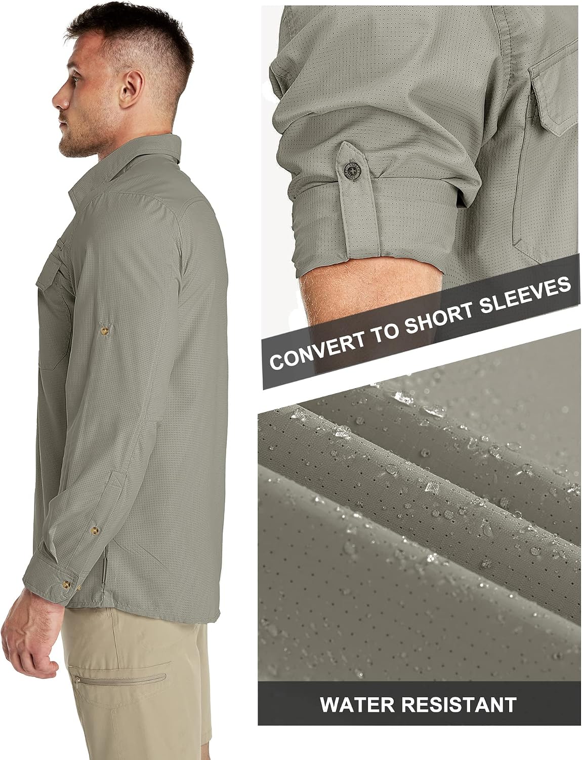 Detalle de 33,000ft Men's Long Sleeve UV Protection Safari Shirt with Pockets