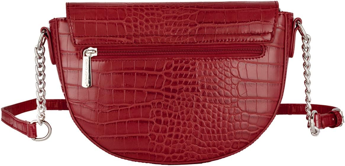 Detalle 2 de David Jones Bolso Bandolera Cocodrilo Mujer 👜 Elegante Rojo