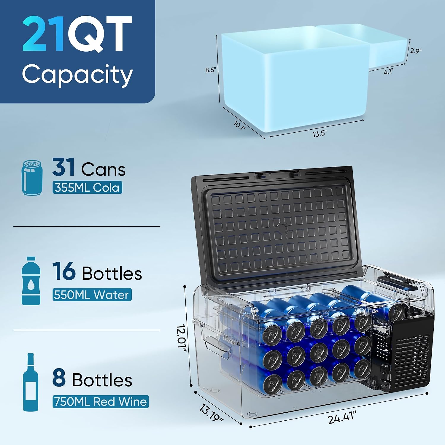 Detalle de Feelfunn CF027-20 21QT Portable Refrigerator Freezer with App Control