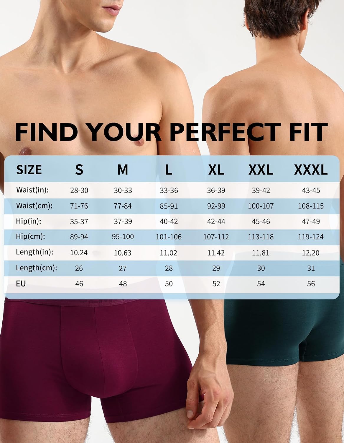 Thumbnail 6 de CLOSEMATE Mens Trunk Underwear, 3-Pack Bamboo Viscose Blend, 3-Inch Leg