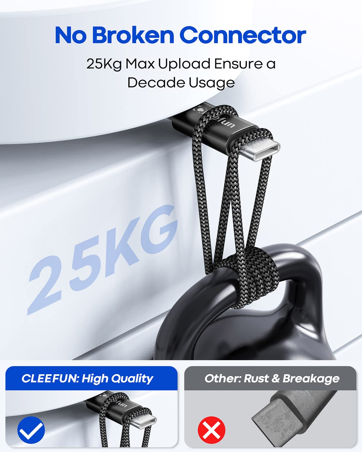 Thumbnail 4 de CLEEFUN USB C Cable 1m 2-Pack: USB-A to USB-C Fast Charge Lead