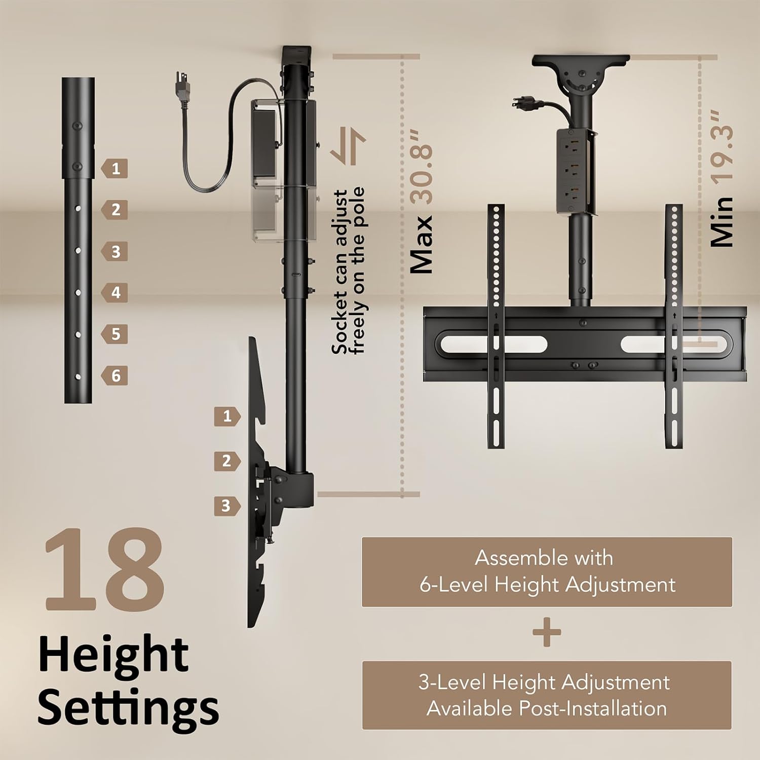 Thumbnail 4 de AX WABER Ceiling TV Mount 110lbs