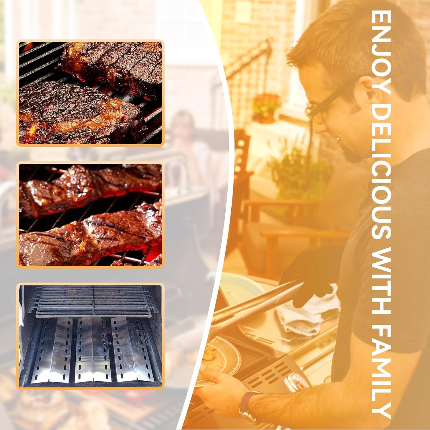 Thumbnail 5 de FIRXZYMZ Brennerabdeckung aus Edelstahl 33,5 x 12 cm für Enders San Diego (3 Stück) Ersatzteile