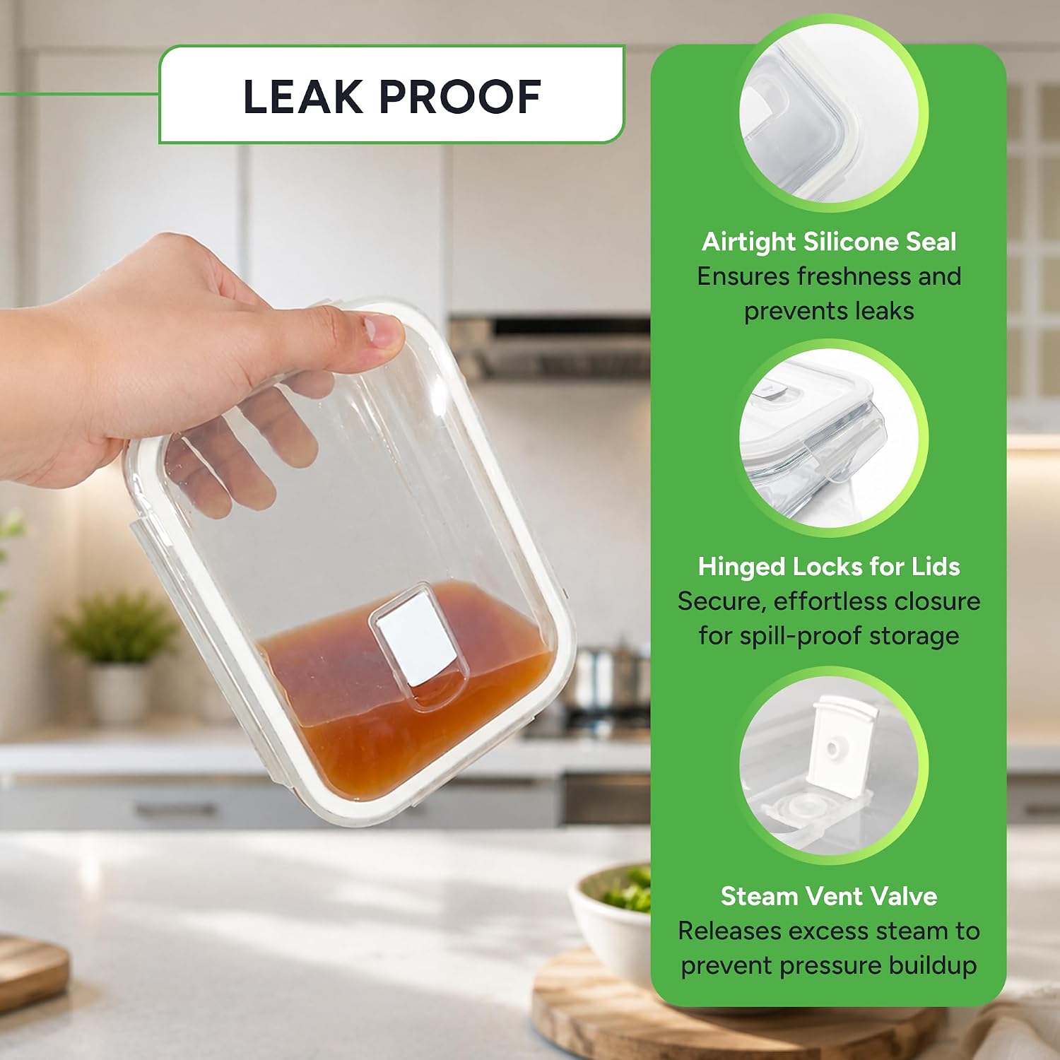 Thumbnail 4 de PrepNaturals 30 oz Glass Meal Prep Containers 5-pack 🍱