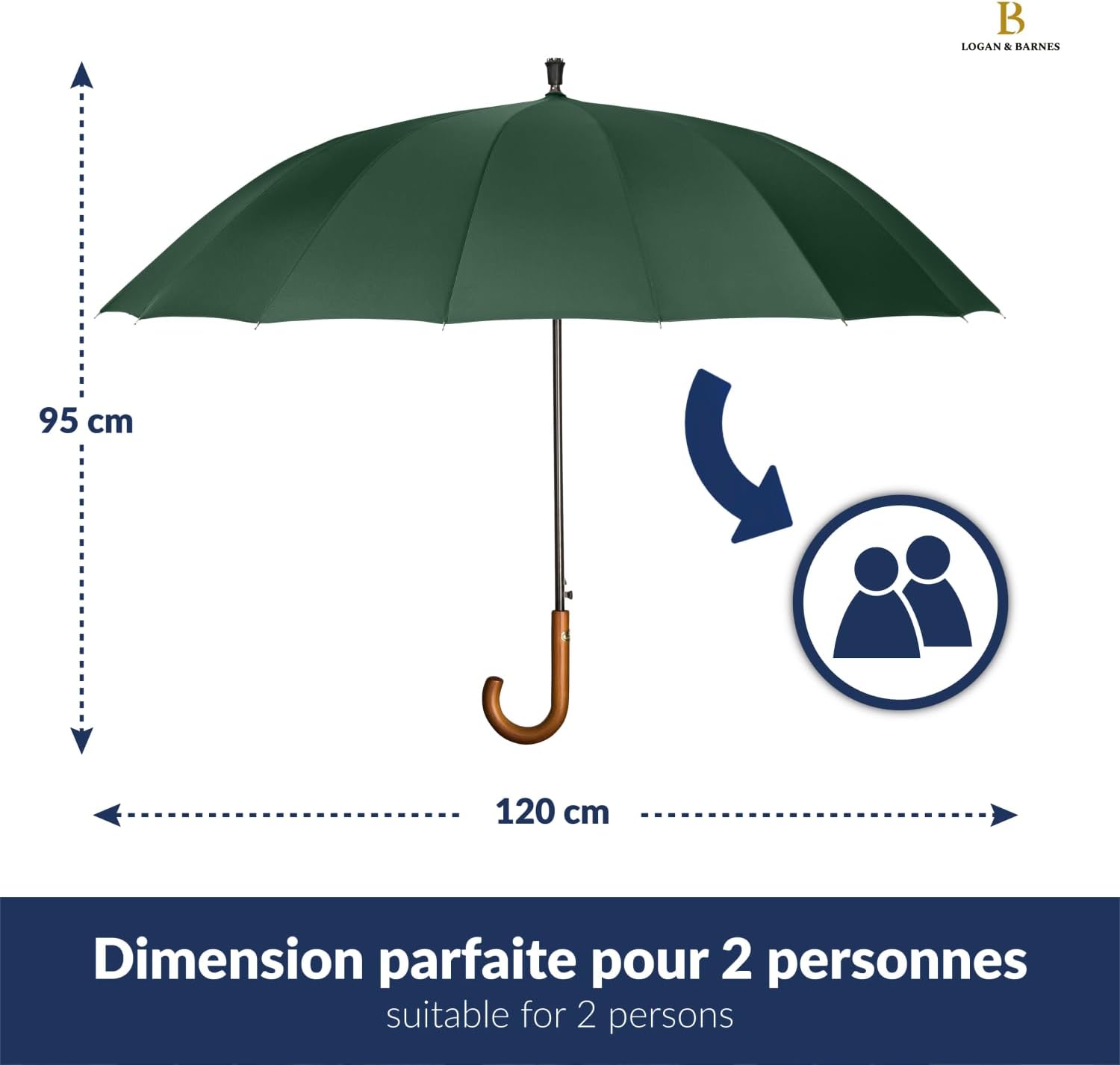 Thumbnail 3 de LOGAN & BARNES Parapluie résistant à la tempête XXL Ø120 cm Edinburgh (16 baleines)