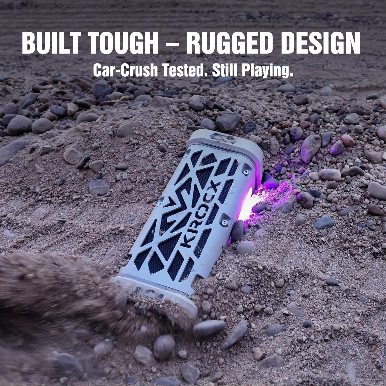 Detalle de KROCX TRAVOR Magnetic Bluetooth Speaker (45W) — Cloud Dancer Metallic, Rugged Aluminum Outdoor Speaker