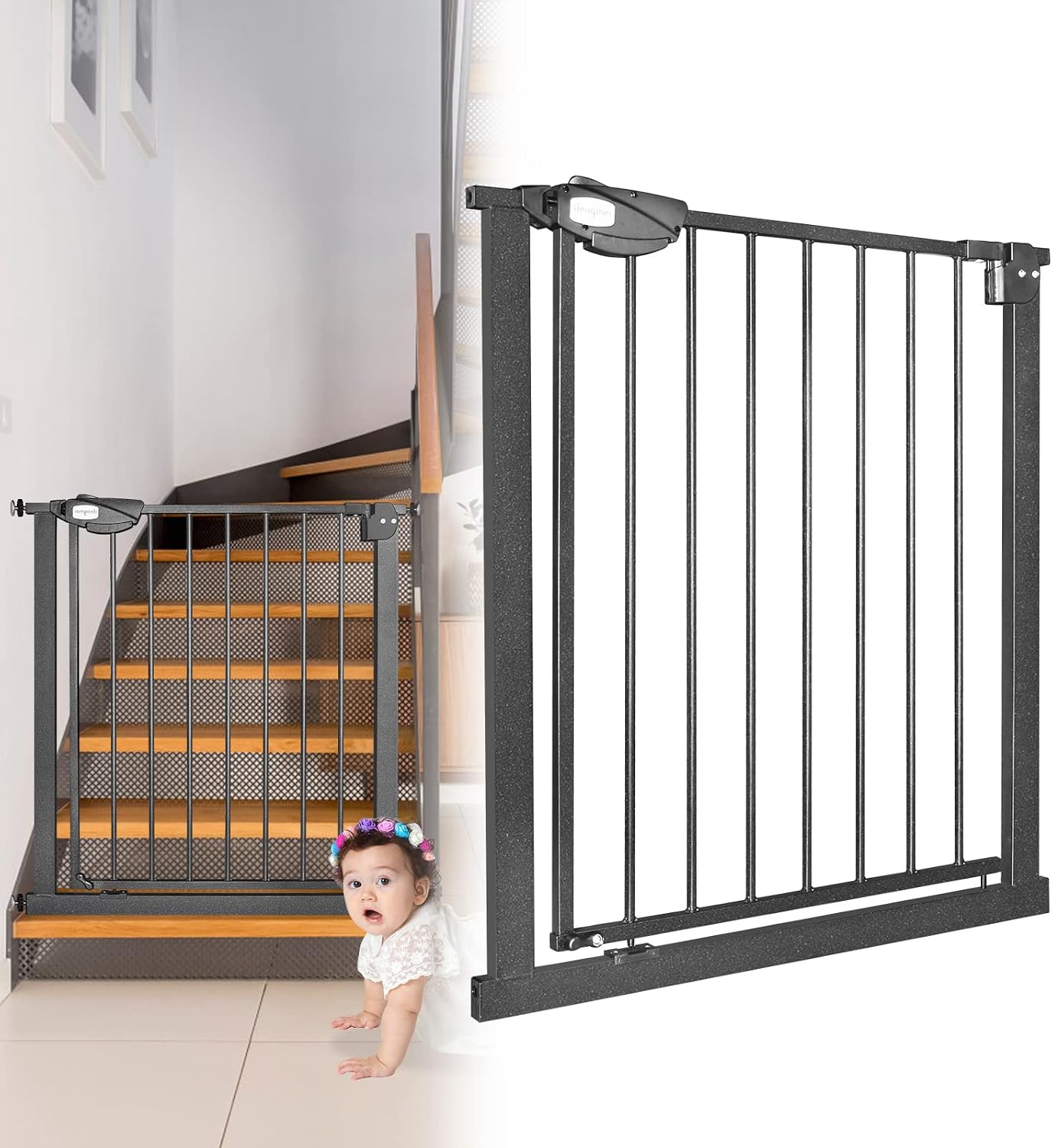 Detalle de Treppenschutzgitter 75-85 cm von JOIEYOU, schwarz