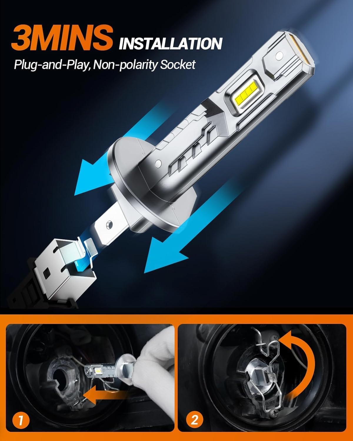 Thumbnail 5 de SEALIGHT H1 LED Bulbs 33000LM: illuminazione ad alte prestazioni in confezione da 2 (6500K, raffreddamento 15000RPM, plug-and-play)