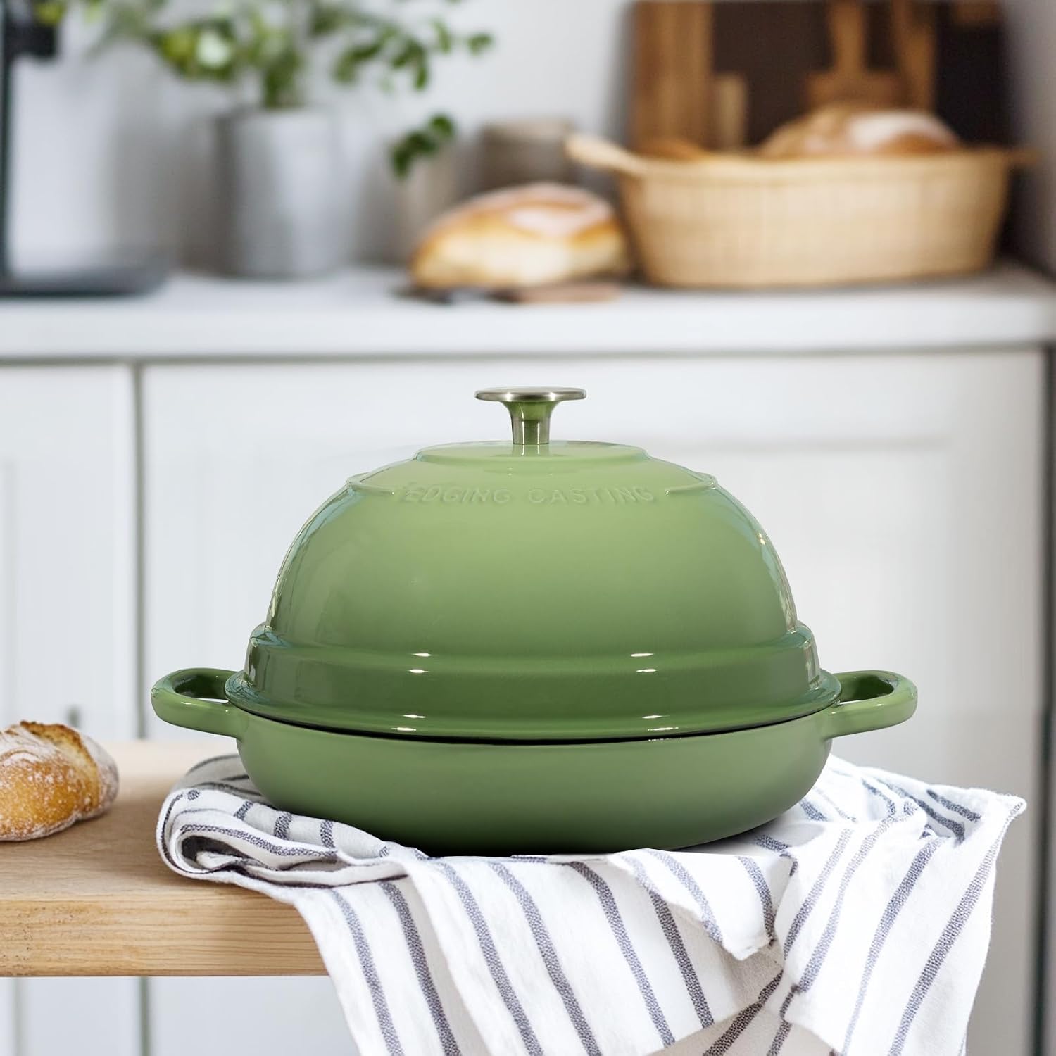Thumbnail 6 de EDGING CASTING Enameled Cast Iron Dutch Oven Pot with Lid, 6 Quart, Pistachio Green