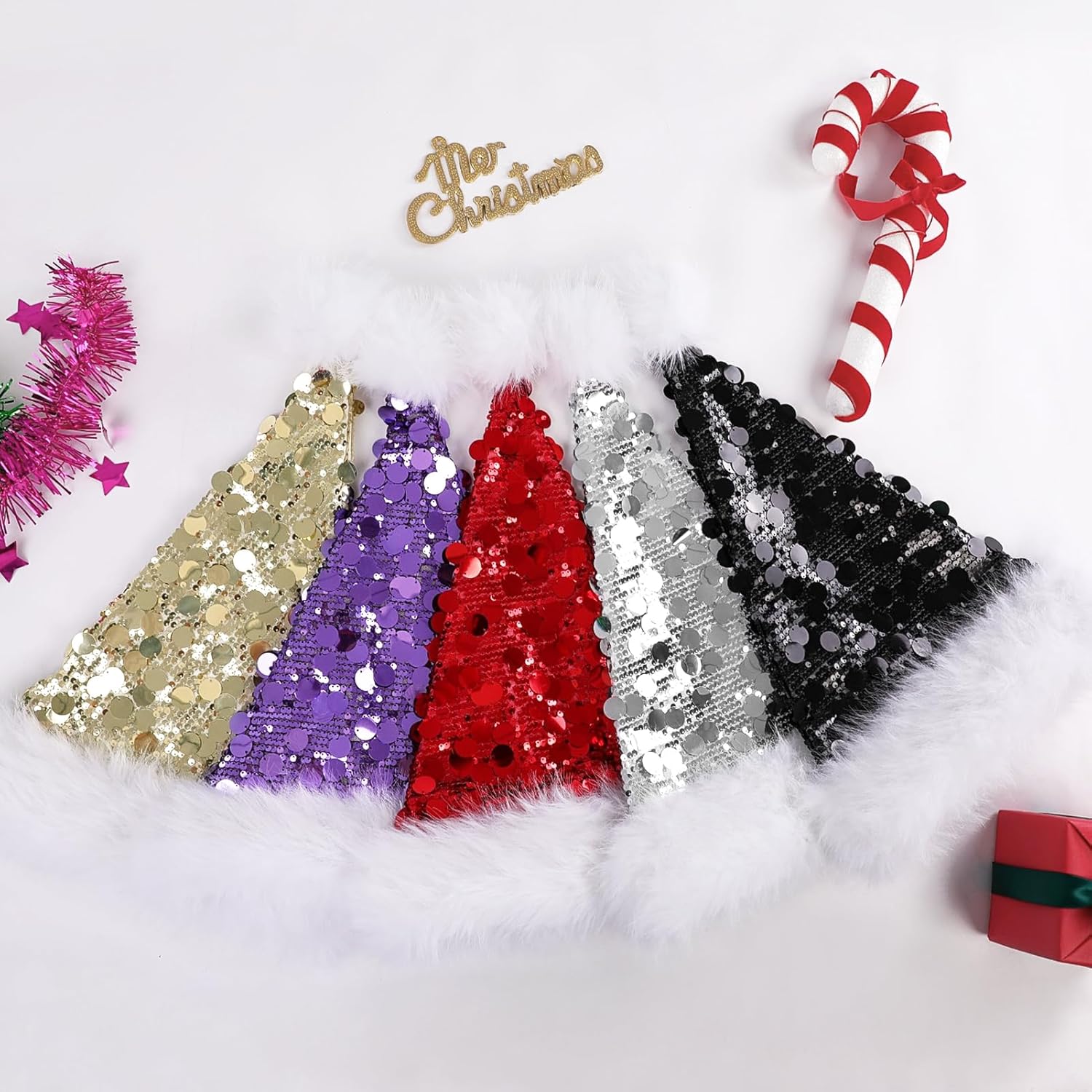 Detalle de Chapeau de Père Noël adulte KONVINIT double épaisseur à paillettes