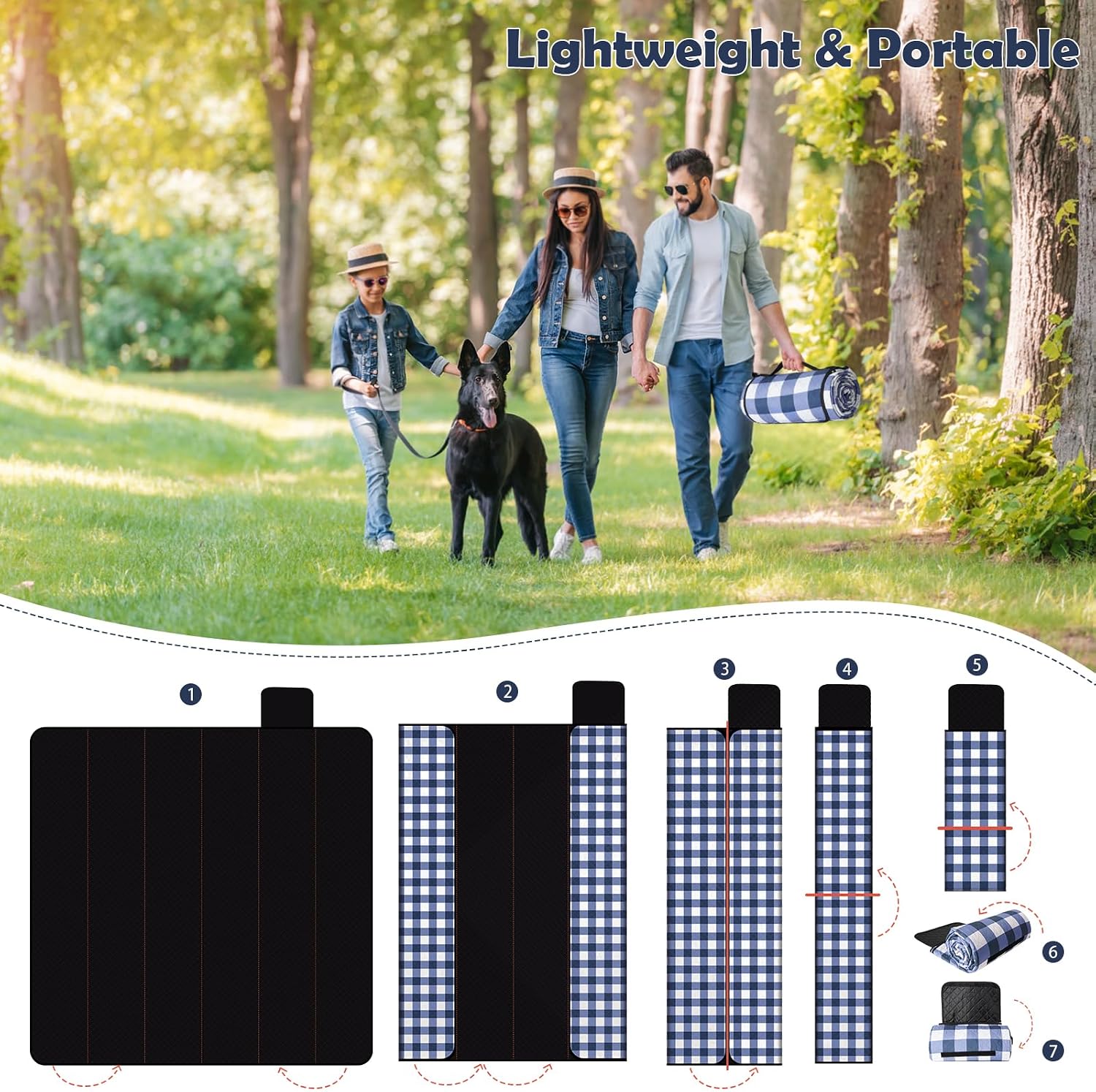 Thumbnail 5 de Ergohortus Picnic Blanket Waterproof, Extra Large 200x200cm – Blue