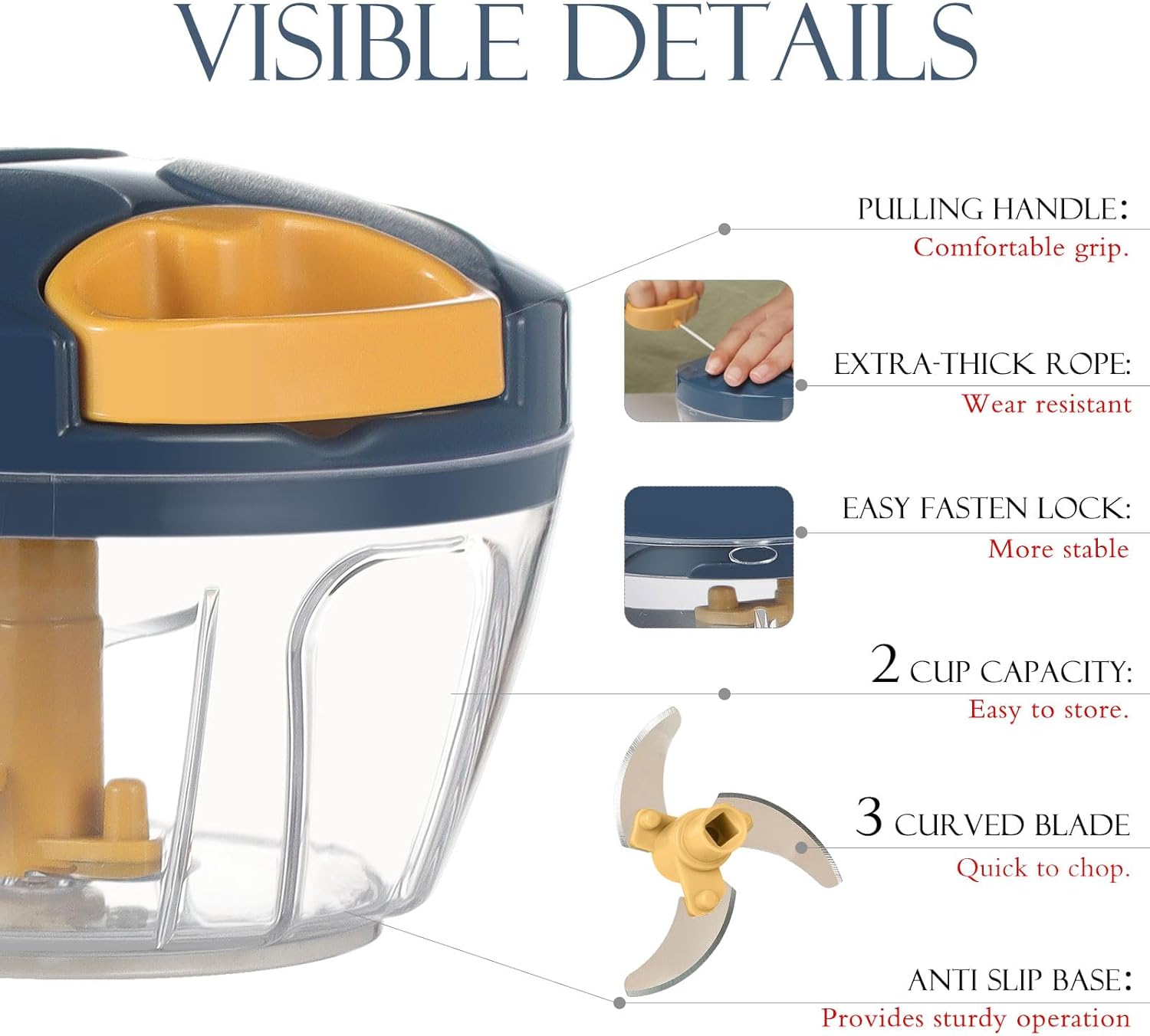 Thumbnail 2 de Ourokhome Manual Food Chopper 500ml 🥗