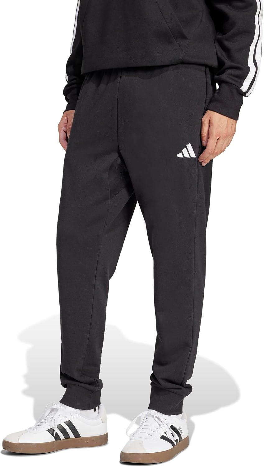 Detalle de Adidas Homme Essentials Feelcozy French Terry Pants – Noir/Blanc, Taille L