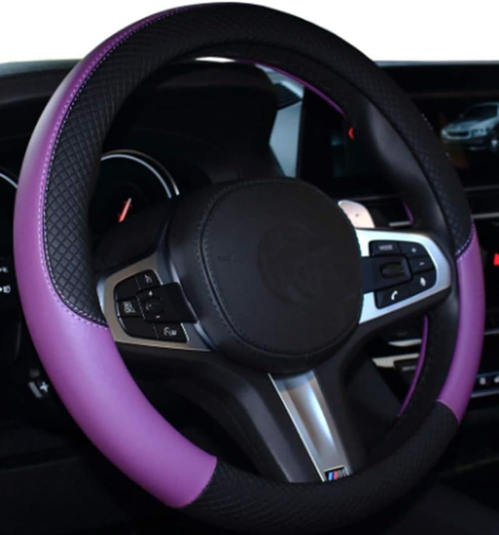 Detalle de Microfibre Leather Steering Wheel Cover Purple