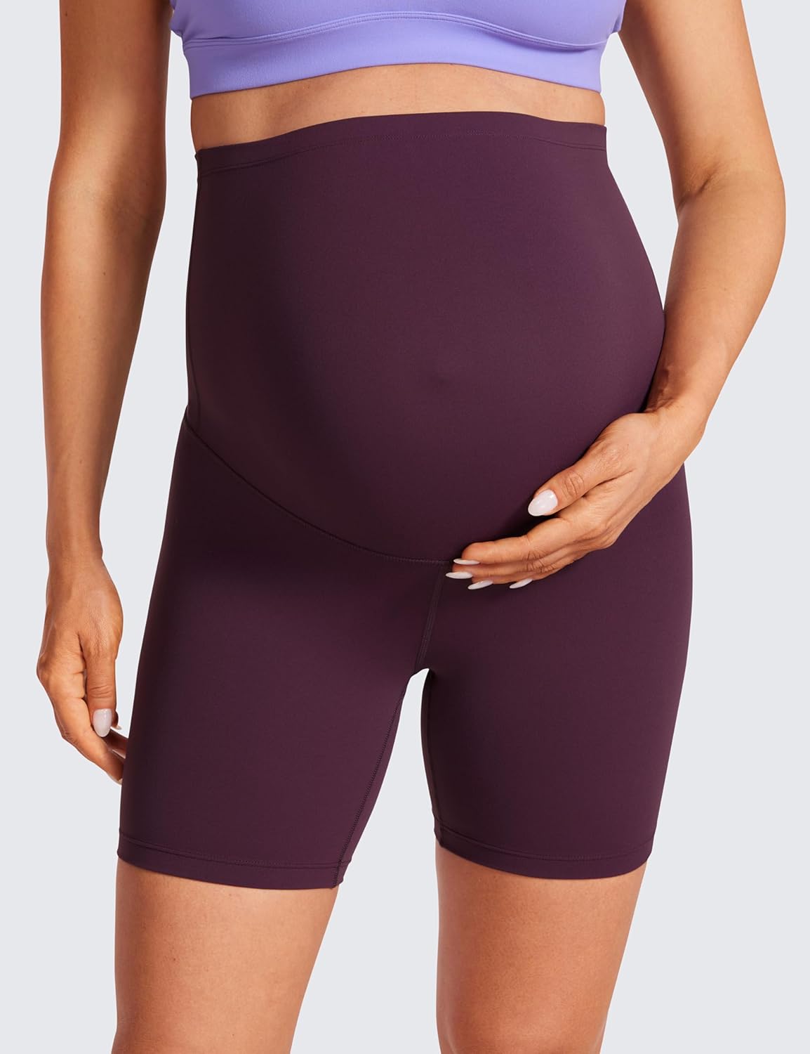 Detalle de CRZ YOGA Women's Butterluxe Maternity Shorts Over The Belly