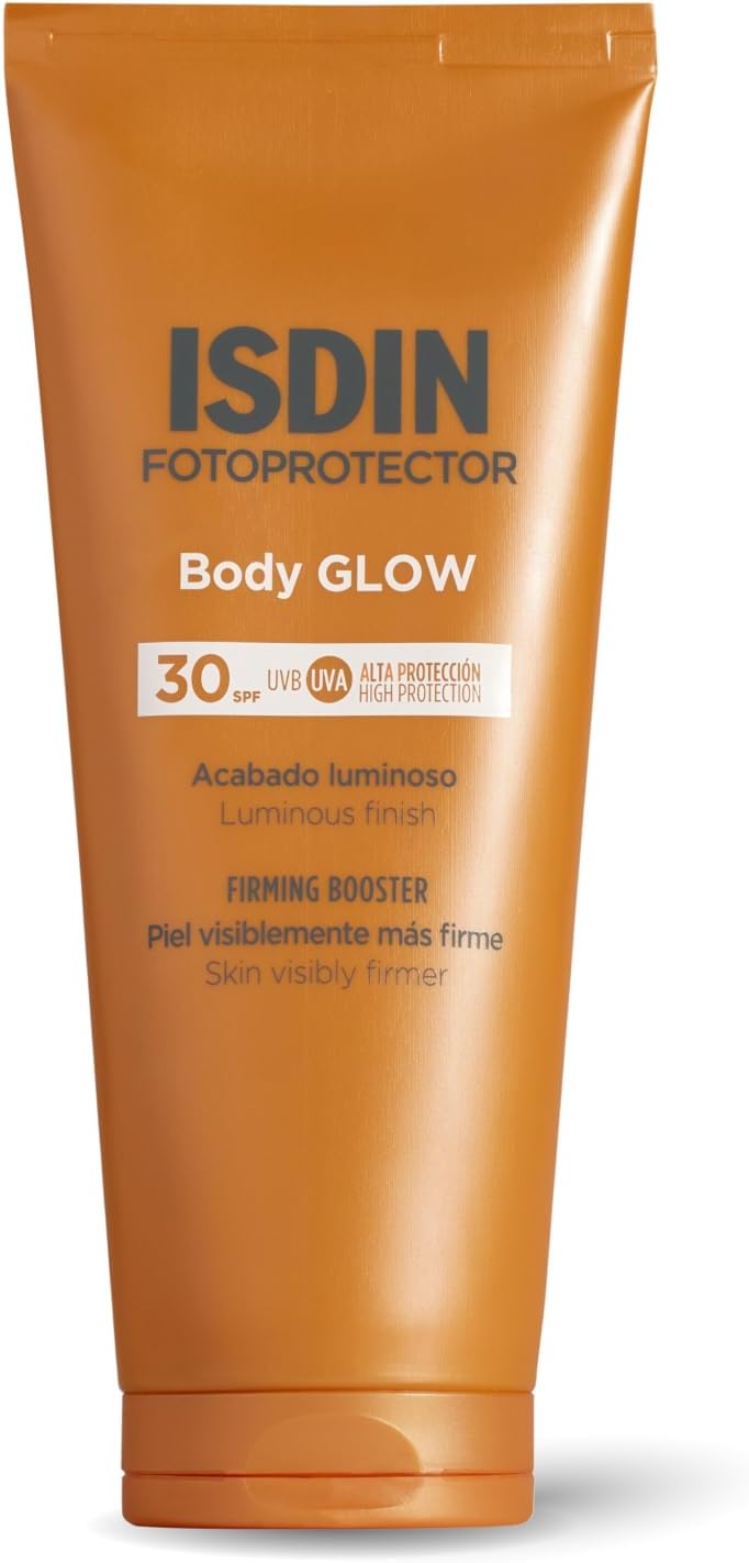 Detalle de ISDIN Body Glow SPF 30 200 ml — crème solaire corporelle illuminatrice à effet glow