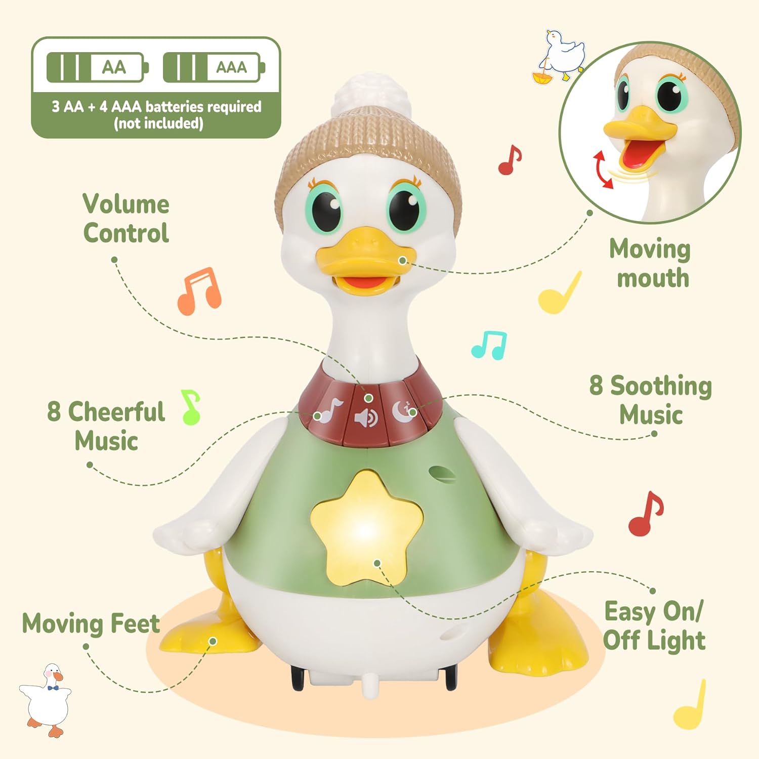 Thumbnail 5 de Aolieh Baby Toys 6–12 Months Crawling Duck with Music & Lights (Mama Duck + 2 Ducklings)