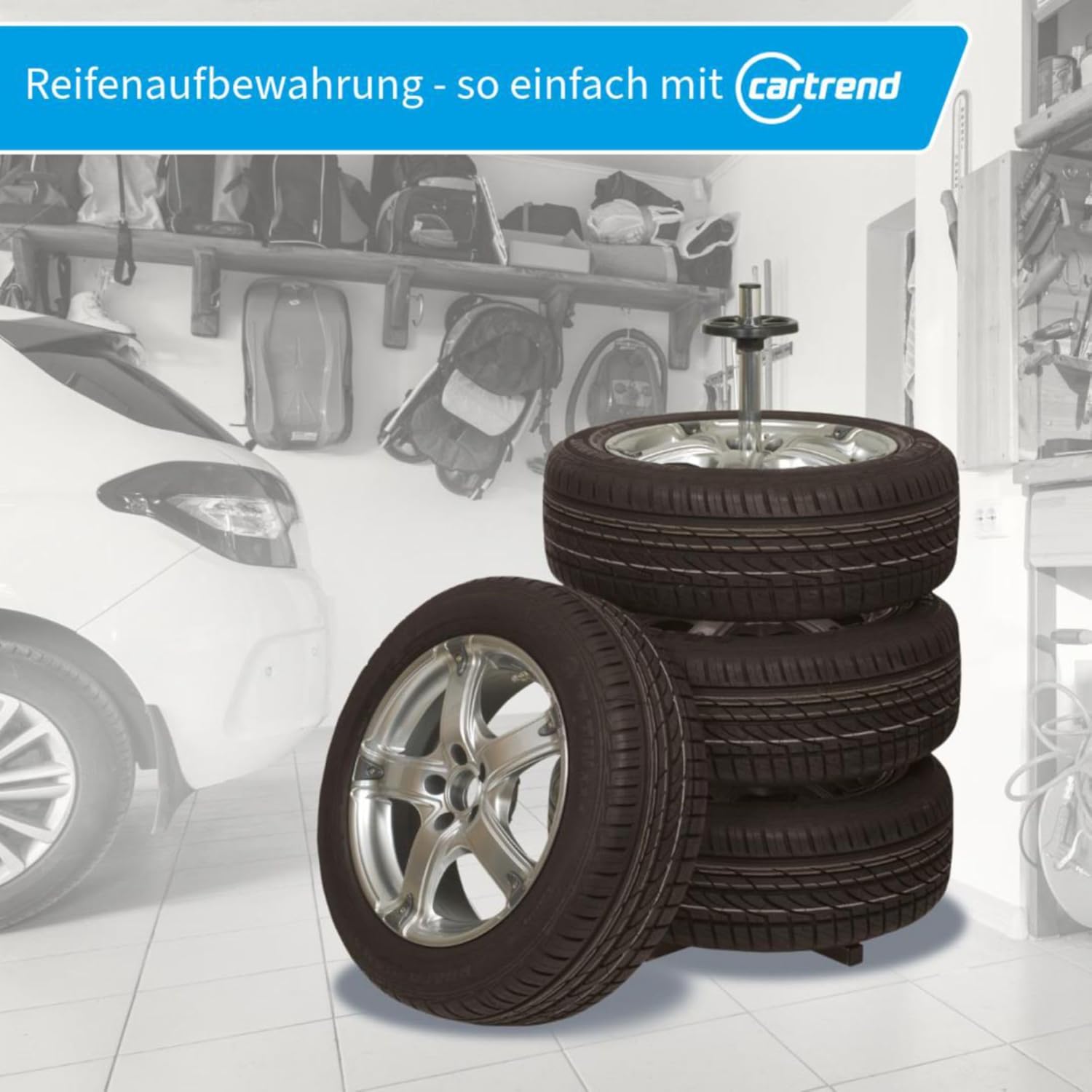 Thumbnail 6 de cartrend Felgenbaum – platzsparende Reifenaufbewahrung für 4 Autoreifen mit Felgen