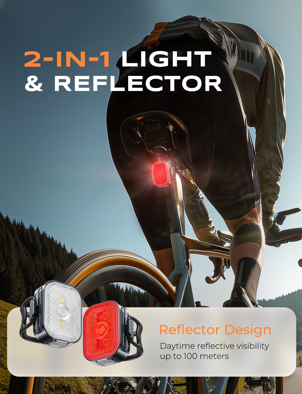 Detalle 2 de EOIWUY Bike Lights 8+6 modes set