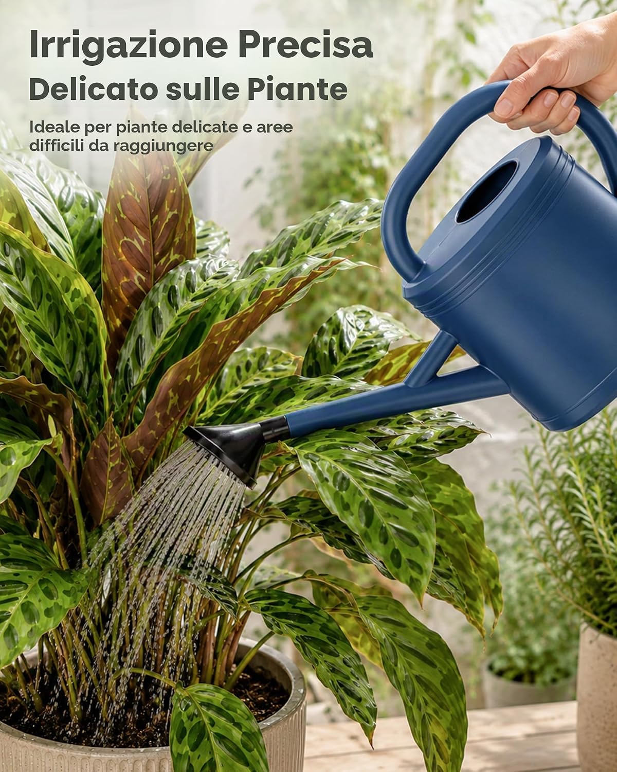 Detalle 2 de Bamworld Annaffiatoio 3 L con Beccuccio Rimovibile e Anti-Goccia – Plastica Riciclata Blu