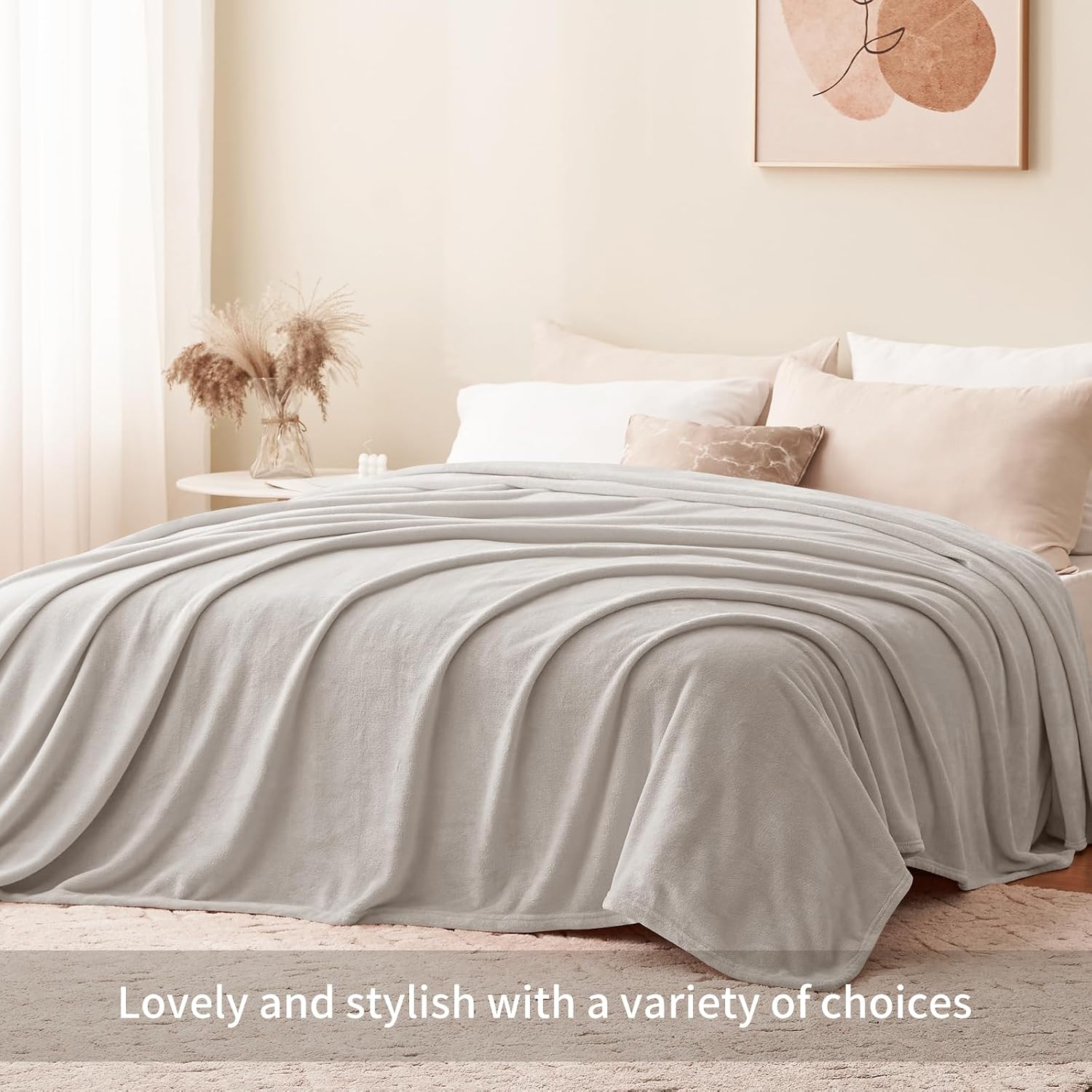 Detalle de Aisbo Beige Throws Blanket for Sofas – 220x240cm Fluffy Fleece Blanket