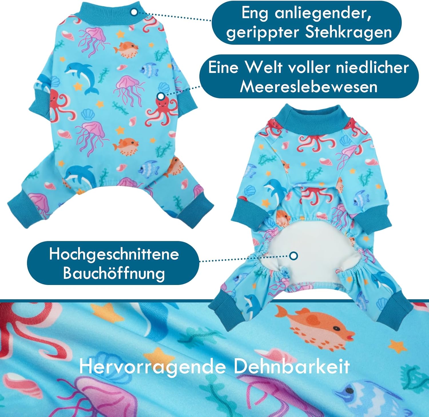 Thumbnail 2 de Katzinst Hund Pyjamas 5XL – einteiliger Hundeoverall (Blau) für großen Hund, weich & hautfreundlich