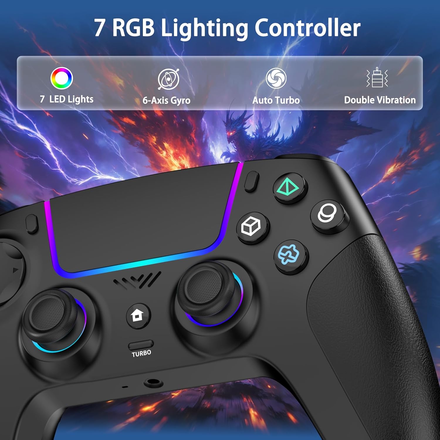 Thumbnail 3 de VidPPluing Wireless Controller with Hall Effect Triggers, RGB Lighting & Turbo (PS5/PC/Steam Deck/Phone)