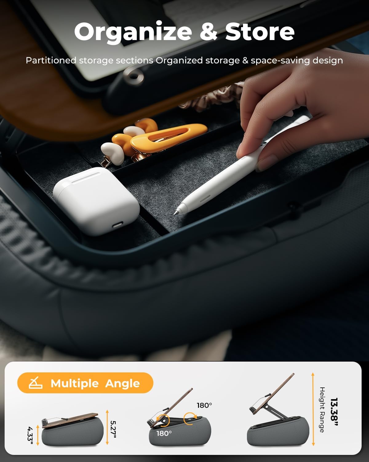 Detalle 2 de SupeDesk SD-R60 Lap Book Stand with Storage, Adjustable Support and Page Clips