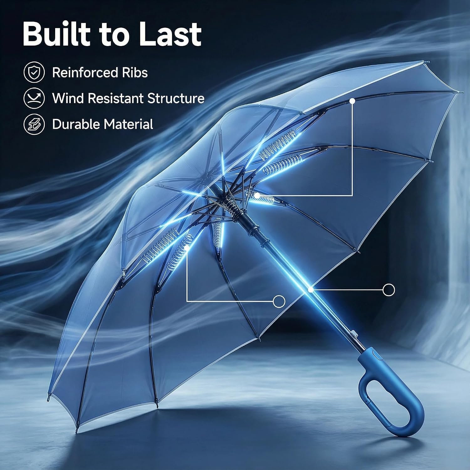 Thumbnail 1 de Compact Inverted Umbrella with Carabiner Handle 10-rib