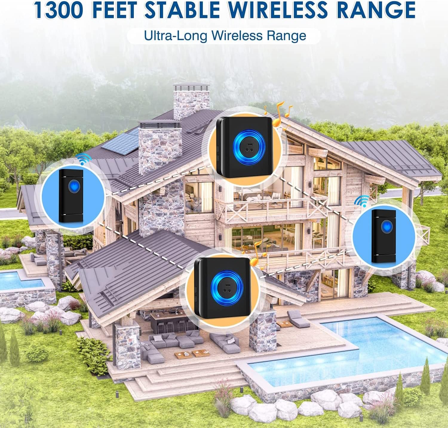 Detalle 2 de Campanello senza fili Satisure 400 m 58 melodie IP55