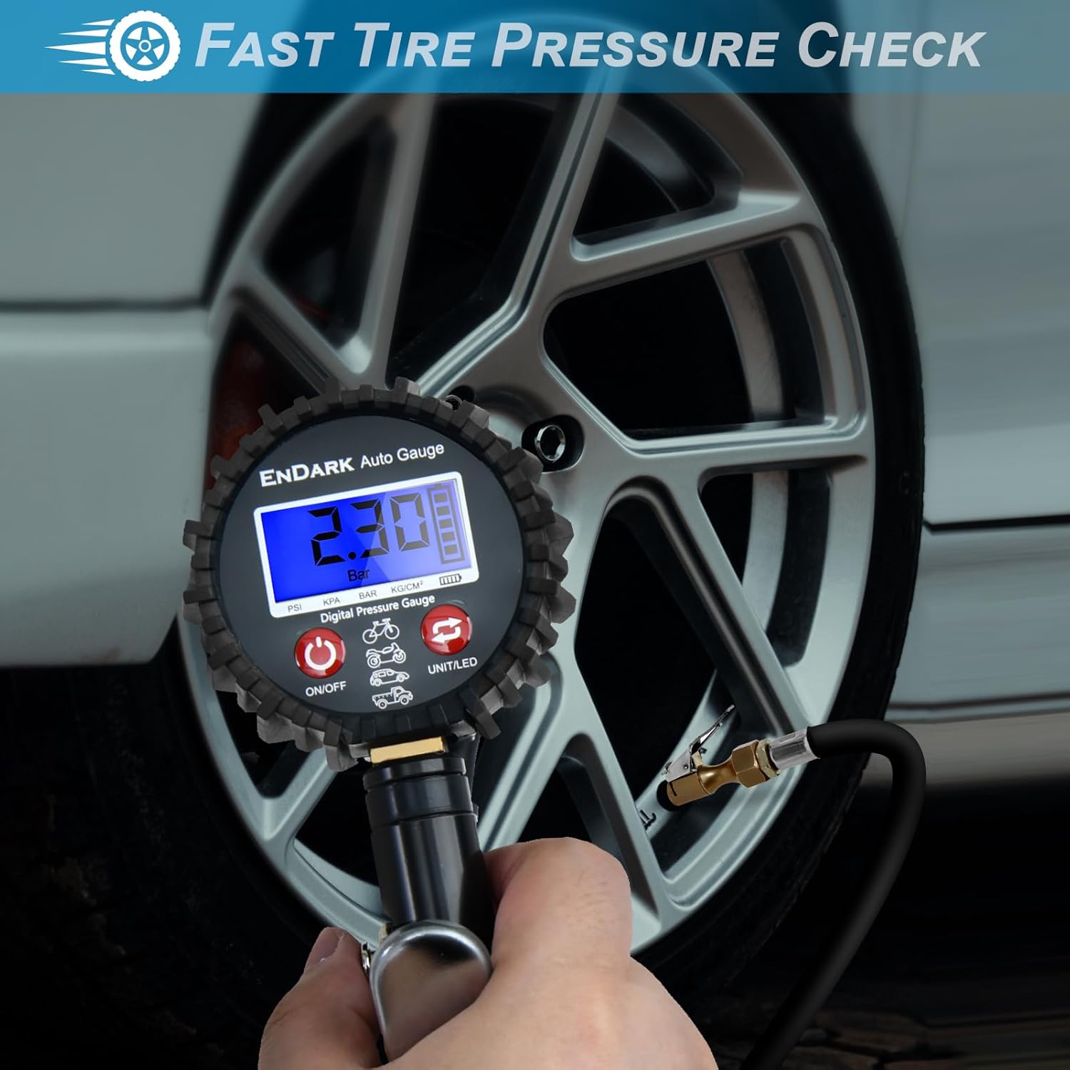 Thumbnail 5 de ENDARK Digital Tyre Pressure Gauge and Inflator (Car, Bike, Truck, Motorcycle)