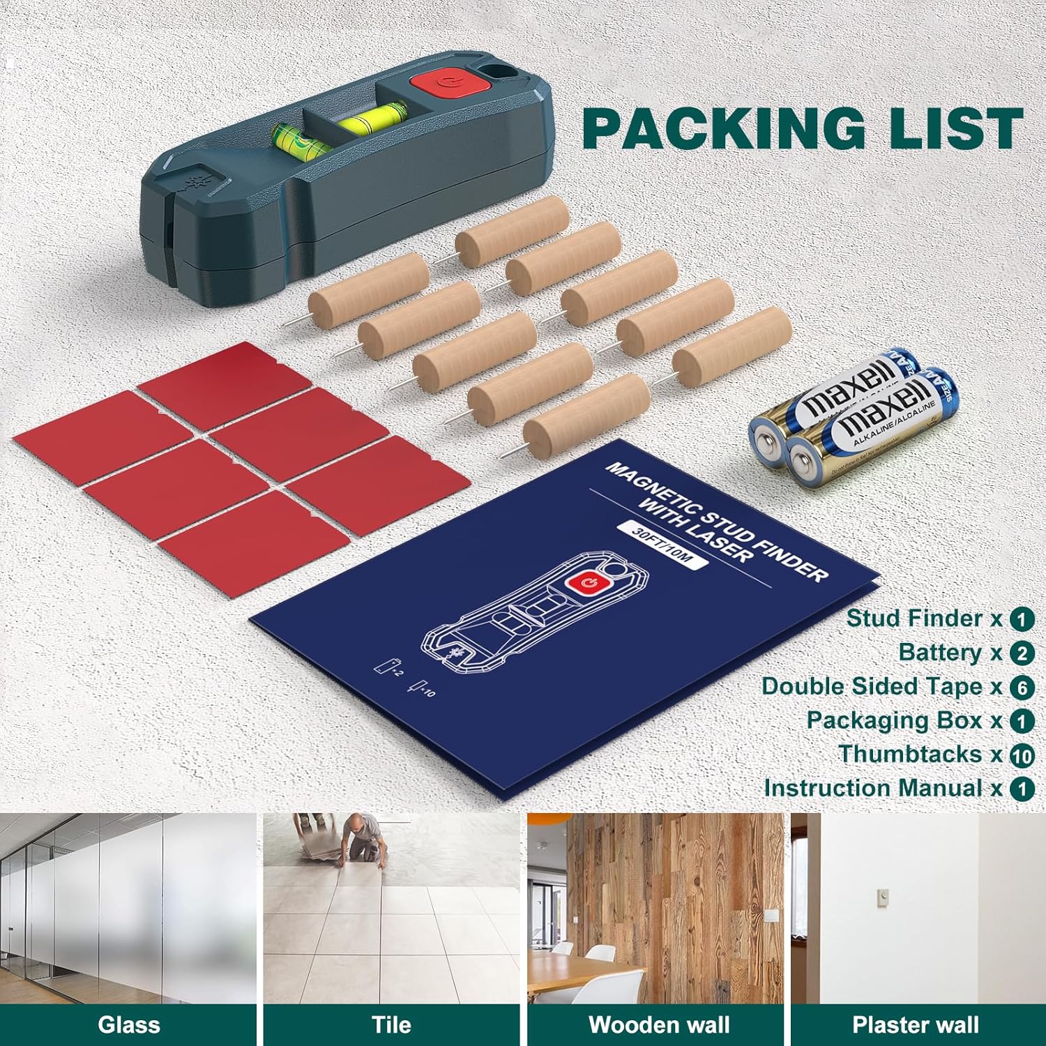 Thumbnail 6 de Level Laser Tool with Magnetic Stud Finder 30ft