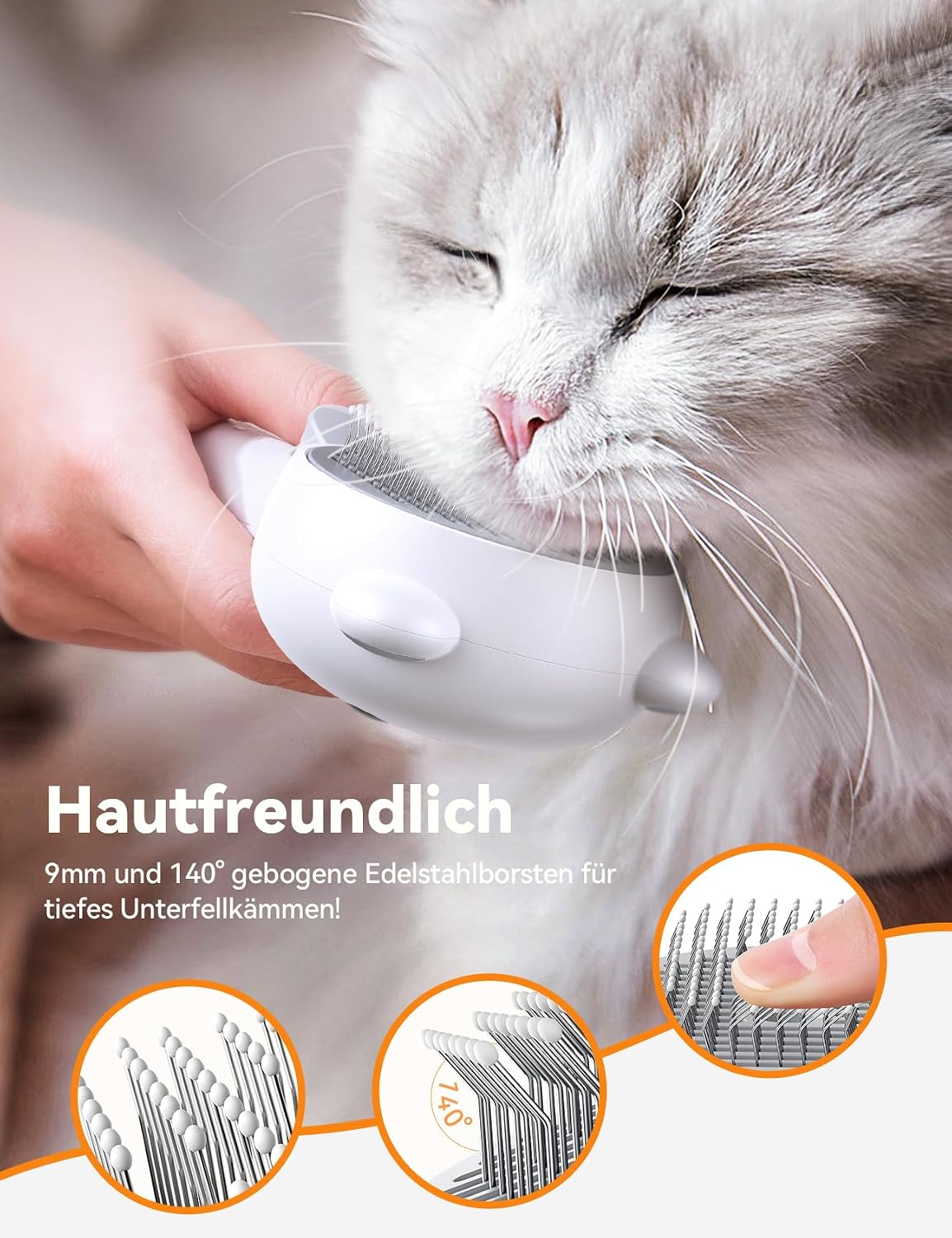 Detalle 2 de FEELNEEDY Katzenbürste mit Dampf 150 Min 🐾