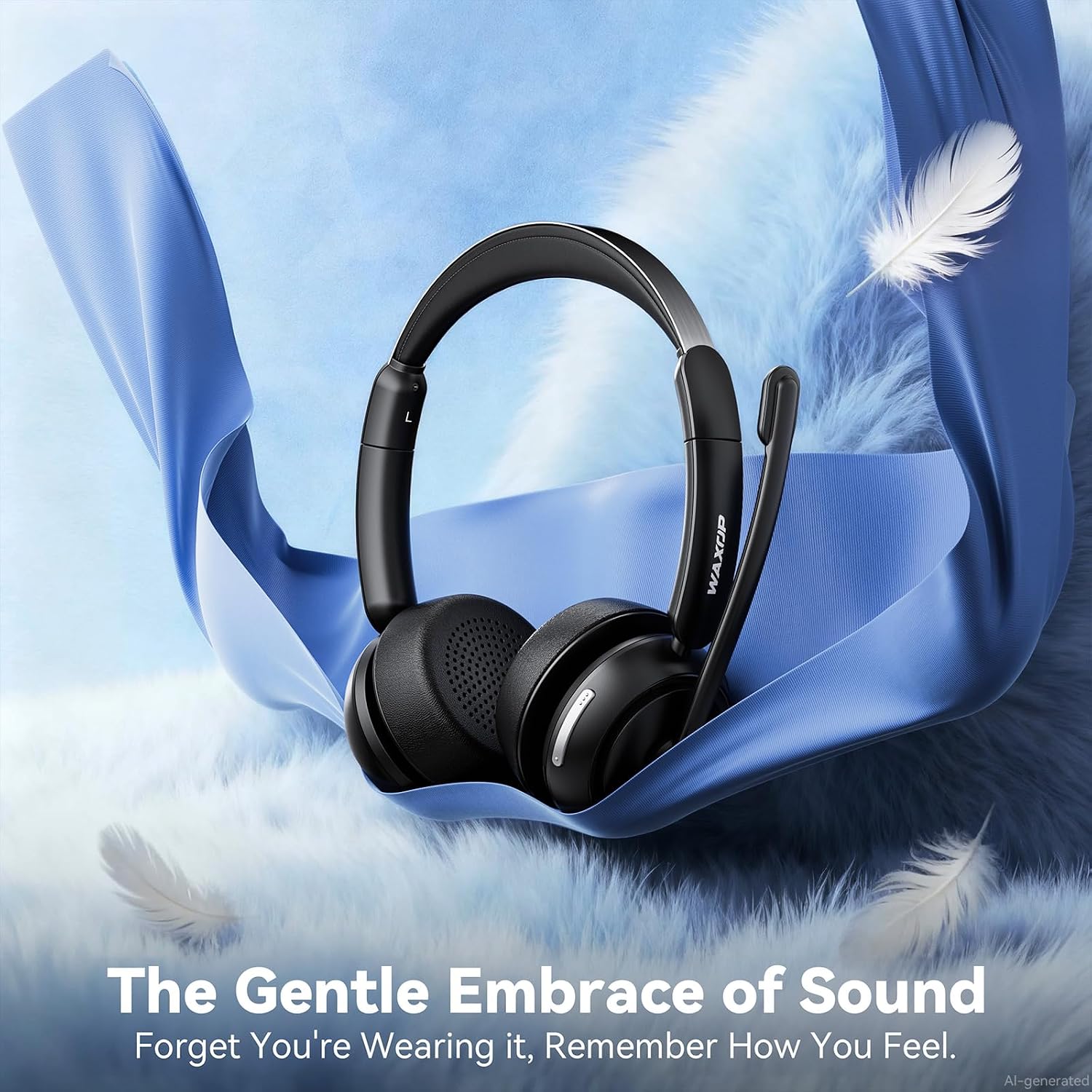 Detalle 2 de Waxop Wireless Headset with Mic for Work: Noise-Canceling Bluetooth Comfort for Calls