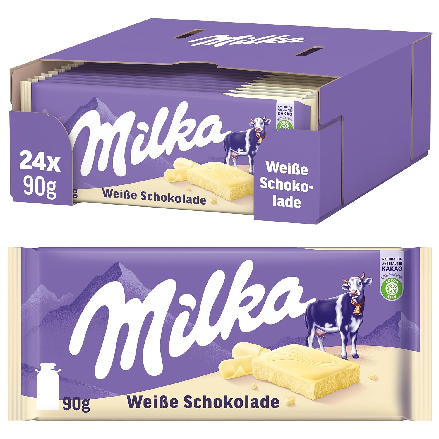 Detalle de Milka Weiße Schokolade 24×90 g 🍫